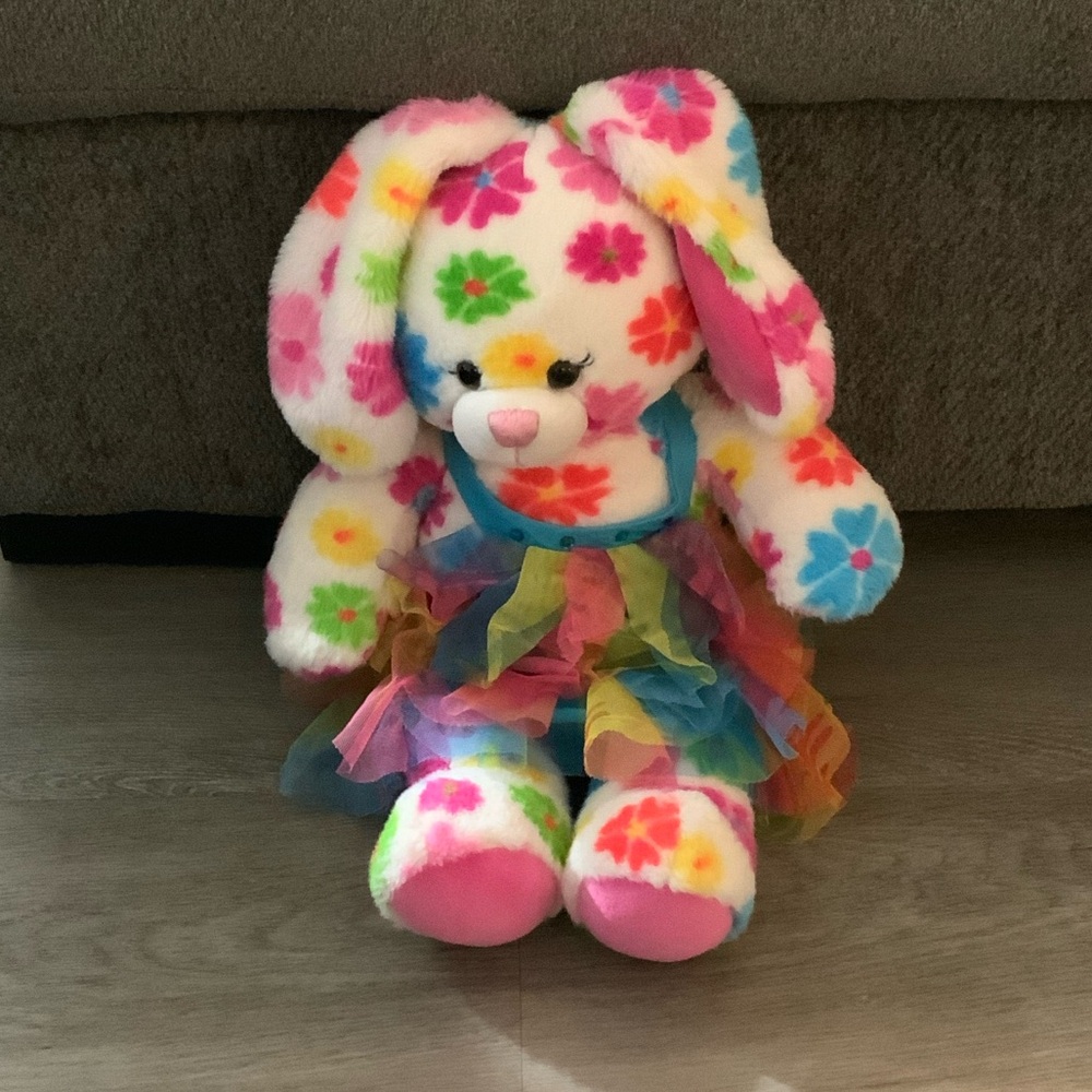 Colourful Floral “Fun Bunny” 2013  Plush Toy - Like New!